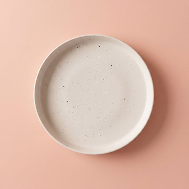8 inch Classic Plate ( White Matte with Brown Specks )