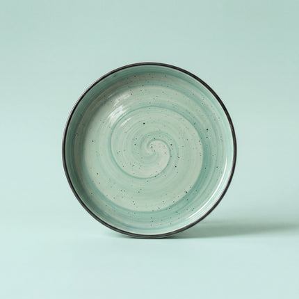 8 inch Classic Plate ( Teal Colorline with Black Line and Black Specks )