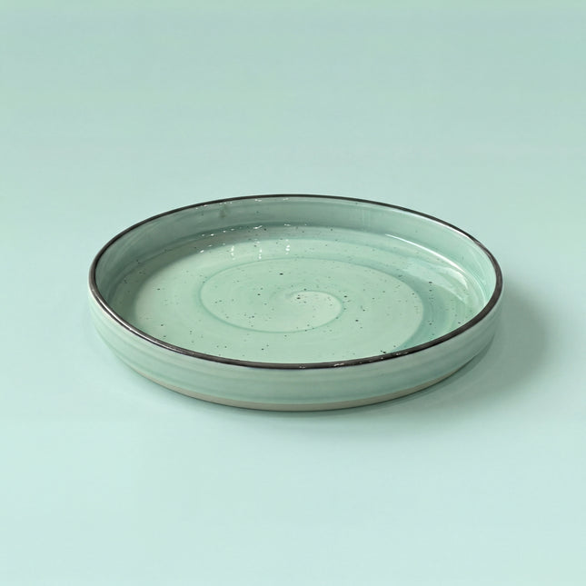 8 inch Classic Plate ( Teal Colorline with Black Line and Black Specks )