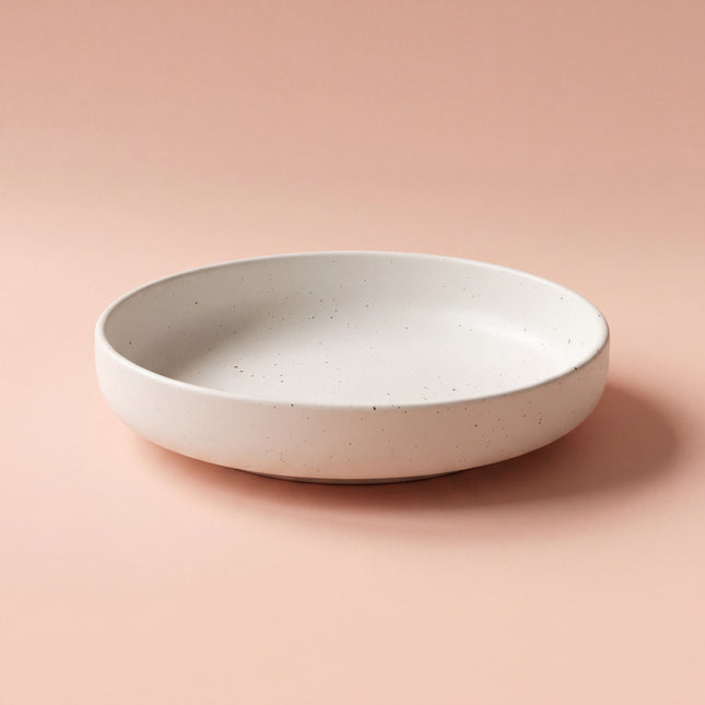 8 inch Deep Classic Plate ( White Matte with Brown Specks )