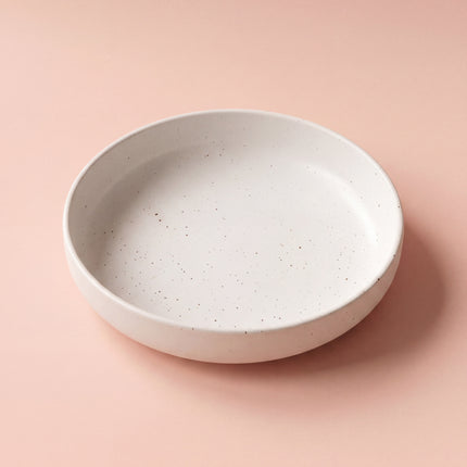 8 inch Deep Classic Plate ( White Matte with Brown Specks )