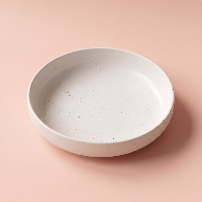 8 inch Deep Classic Plate ( White Matte with Brown Specks )
