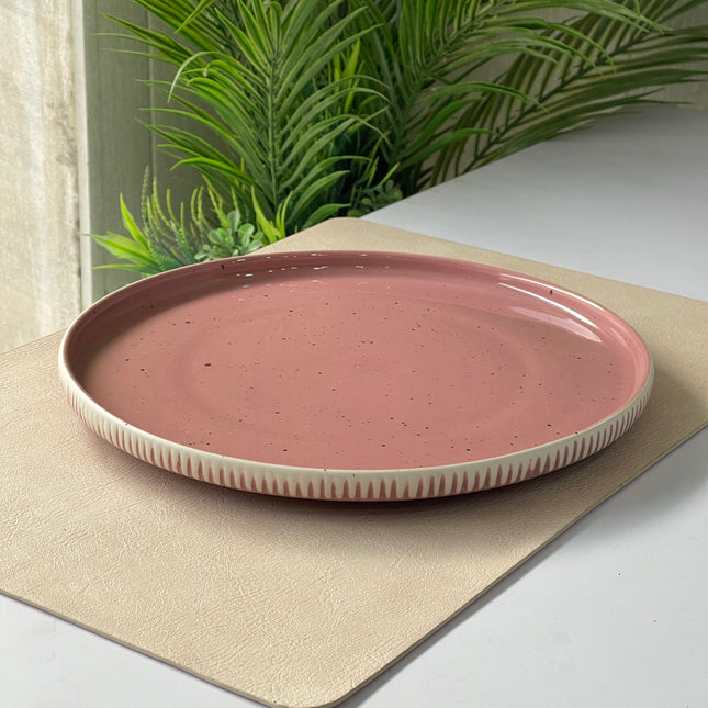 10 inch Pebble Edge Plate ( Glossy Old Rose with brown specks )