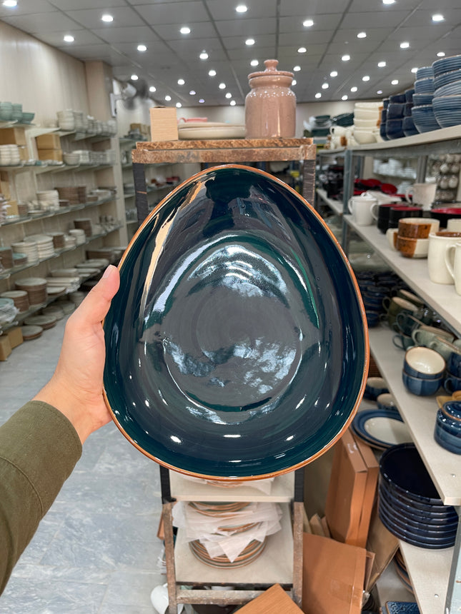 Leftover 11"x9" Triangular Platter ( Peacock Green )