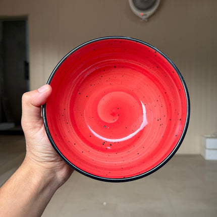 Leftover 7 inch Round Bowl ( Red Colorline with Black rim and Black Specks )