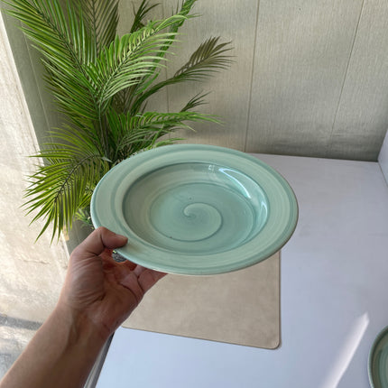 Leftover 10 inch Deep plate ( Teal Colorline with Teal Rim )
