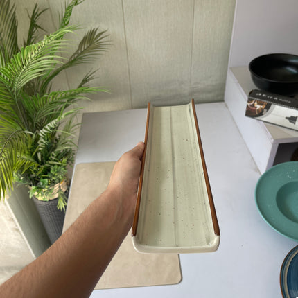 Leftover Two Border Sushi Platter 14.5"x3.5" ( Grey Colorline )