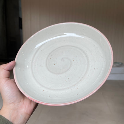 Leftover 8.5 inch Entree Bowl ( Grey Colorline with Pink Rim and Brown Specks )