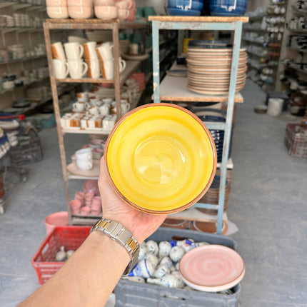 Leftover 5.5 inch Ripple Bowl ( Yellow Colorline Brown line )