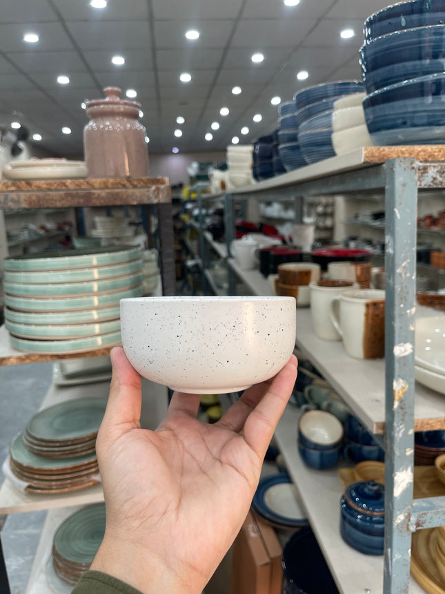 Leftover 5 inch Single Serving Bowl ( White Matt Black Specks )