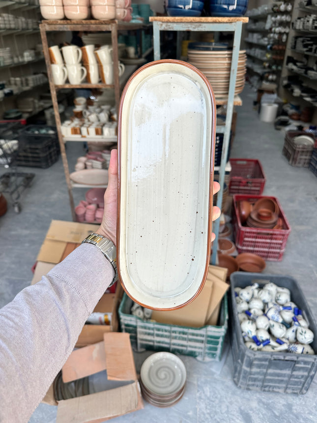 Leftover NV Oval Small Platter 12"x4.8" ( Ash with brown line )