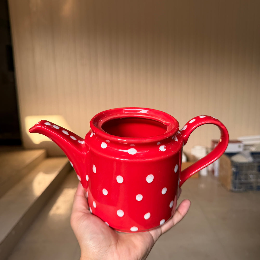 Leftover RK Tea Pot ( Glossy Red with White Dots )