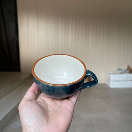 Leftover D Handle Coffee Cup Small ( Peacock Green Colorline ) ( 220 ml )