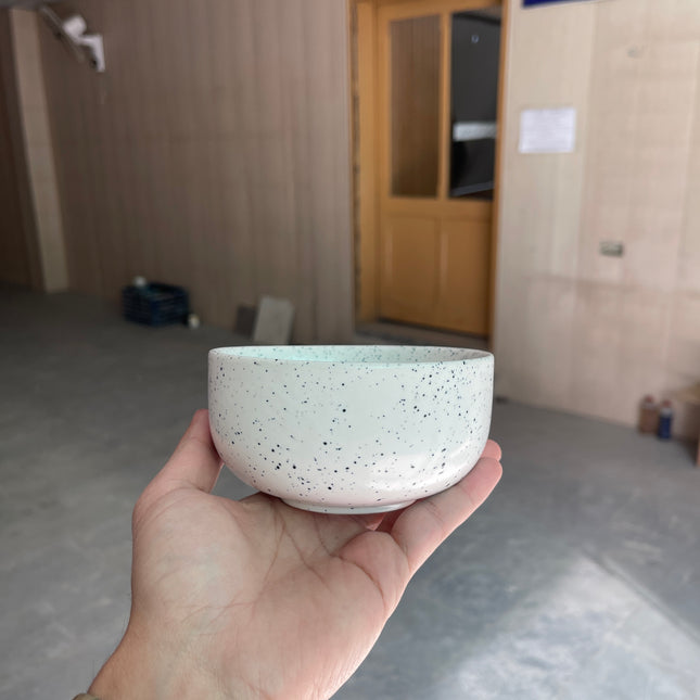 Leftover 4.5 inch Single Serving Bowl ( White Matte with Black Specks )