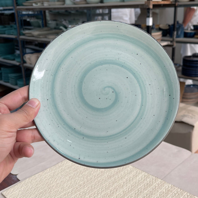 8 inch Rimless Plate ( Teal Colorline Black line ) ( Set of 6 ) ( Super Discounted )