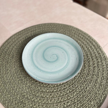 8 inch Rimless Plate ( Teal Colorline Black line ) ( Set of 6 ) ( Super Discounted )