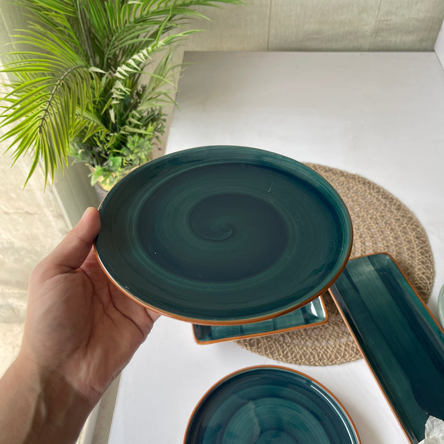 Leftover 8 inch Rimless Plate ( Peacock Green Colorline )