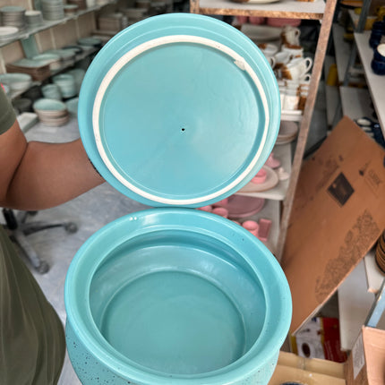 Leftover 8 inch Handi ( Firozi Matte with Black Specks )