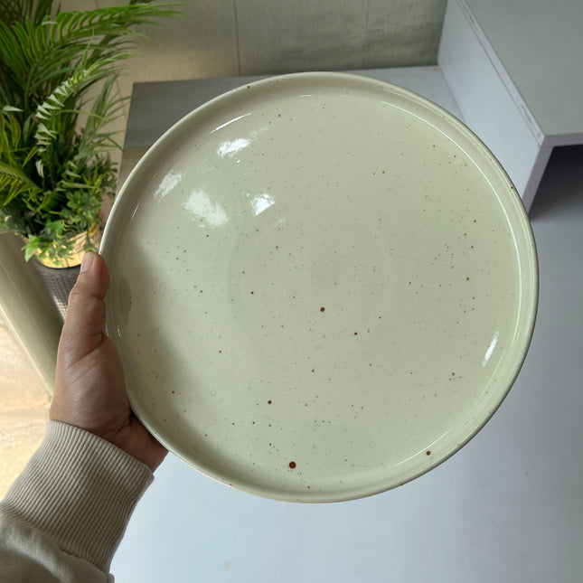 Leftover 10 inch Classic Plate ( Glossy Off-White with Brown Specks )