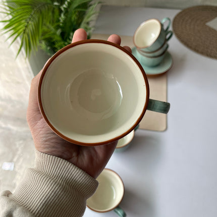 Leftover WM Cup Saucer Set ( Teal Colorline ) 6 cups 6 saucers ( 220ml )