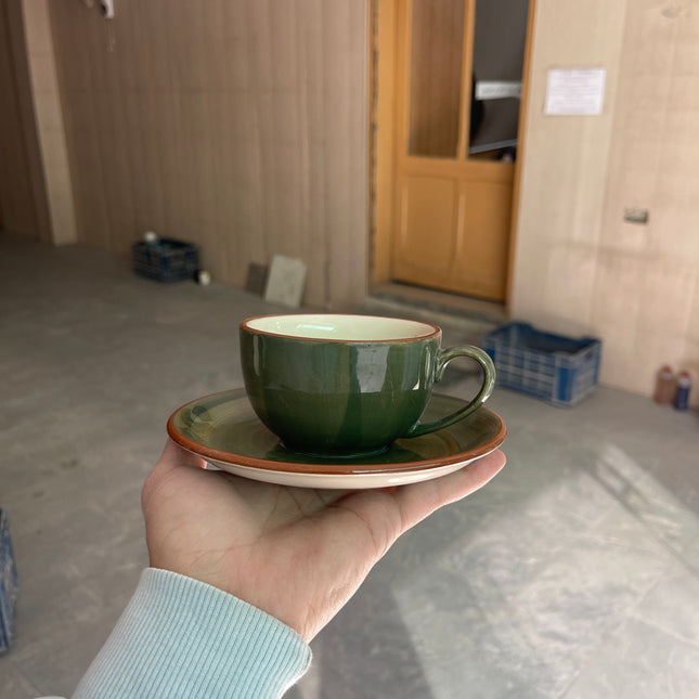 Leftover WM Cup Saucer Set ( Dark Green Colorline ) 6 cups 6 saucers ( 220ml )