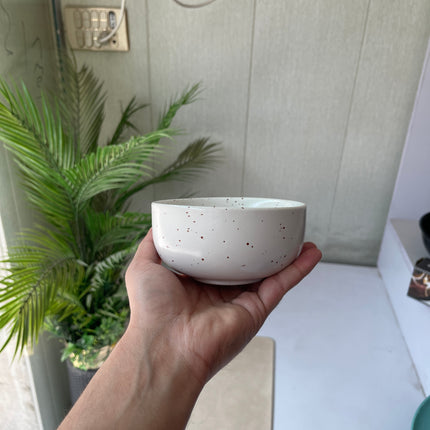Leftover 4.5 inch Single Serving Bowl ( White Matte with Brown Specks )