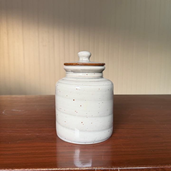 Leftover Large Ceramic Candy Jar ( Ash ) ( 1500 ml ) ( NOT Airtight )