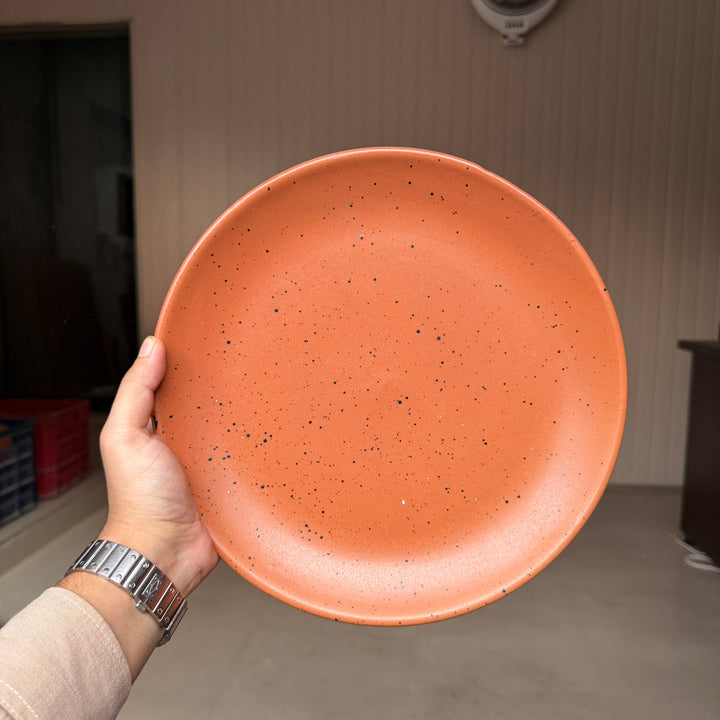 Leftover 11 inch Rimless Plate ( Terracotta matte with black specks ) ( Set of 6 )