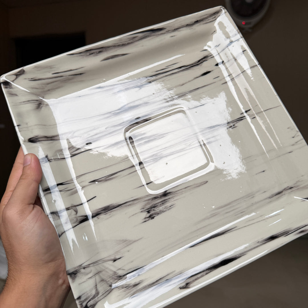 Leftover 11" Square Platter ( Black Marble )
