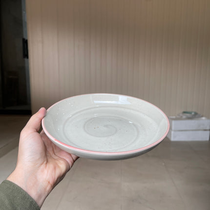 Leftover 8.5 inch Entree Bowl ( Grey Colorline with Pink Rim and Brown Specks )