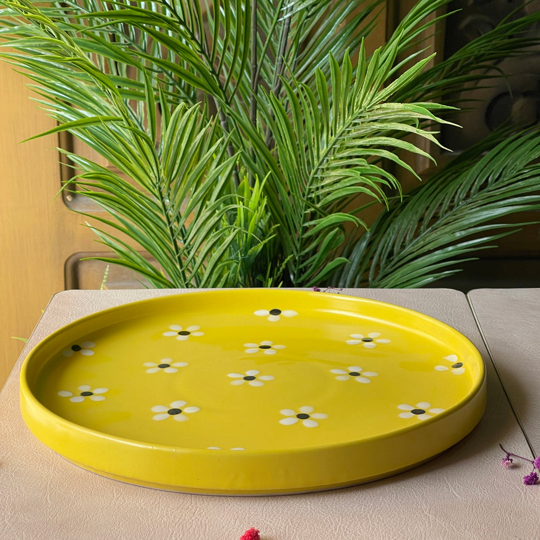 10 inch Classic Plate ( Yellow Matte Floral )