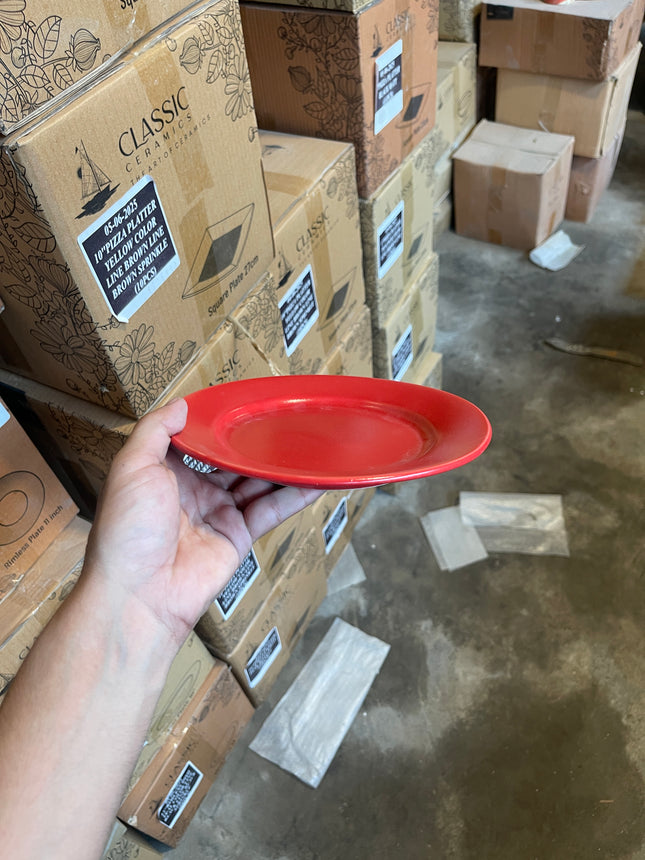 Leftover 8 inch Flat Plate with Rim ( Red Matte )