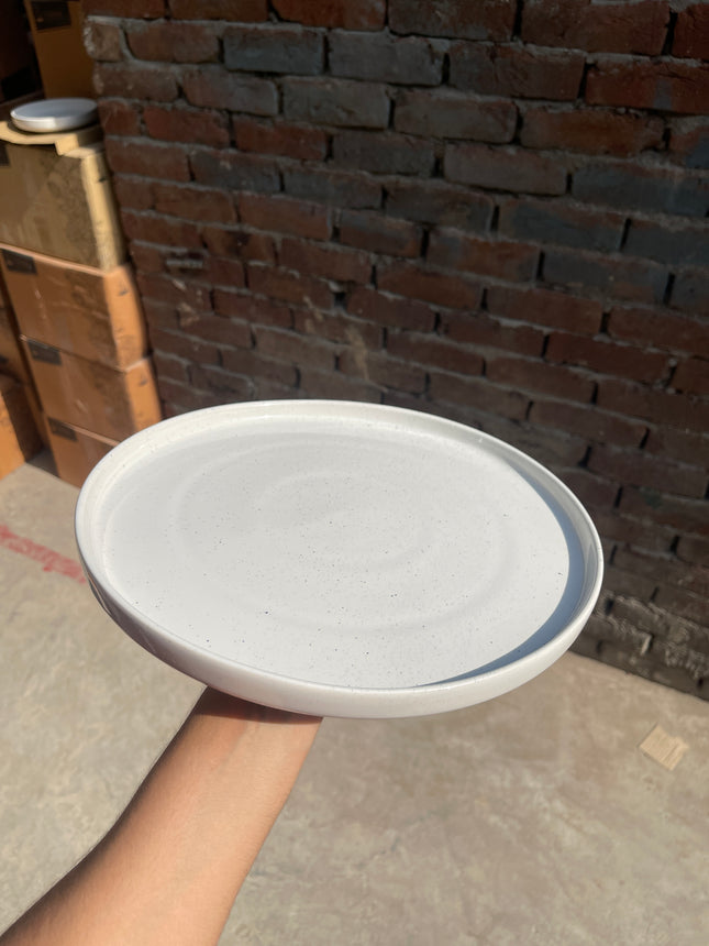 Leftover 12 inch Classic Plate ( Glossy White with Black Specks )