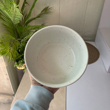 Leftover 6 inch Noodle Bowl ( White Matte with Brown Specks )