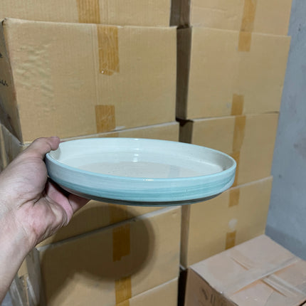Leftover 8 inch Classic Plate ( Outer Breeze Inner Shiny Off White )
