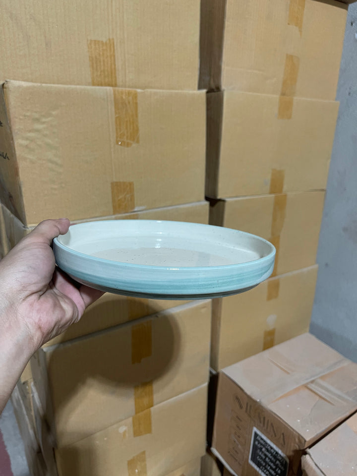 Leftover 8 inch Classic Plate ( Outer Breeze Inner Shiny Off White )