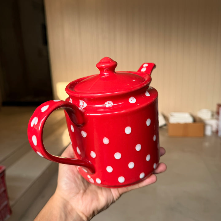 Leftover RK Tea Pot ( Glossy Red with White Dots )