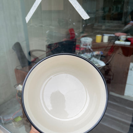 Leftover 6 inch Noodle Bowl ( Glossy Off-White with Orange Stripe )