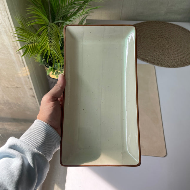 leftover 11.5"x6" Rectangular Platter ( Grey Colorline )