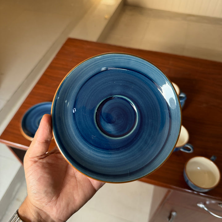 Leftover WM Cup Saucer Set ( Indigo ) 6 cups 6 saucers ( 220ml )