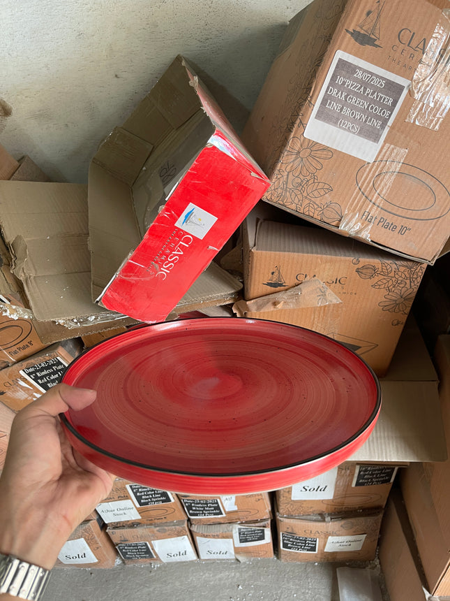 Leftover 12 inch Classic Plate ( Red Colorline with Black Line )