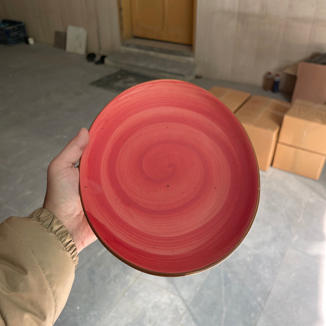 Leftover 11 inch Rimless Rice Dish ( Red Colorline )