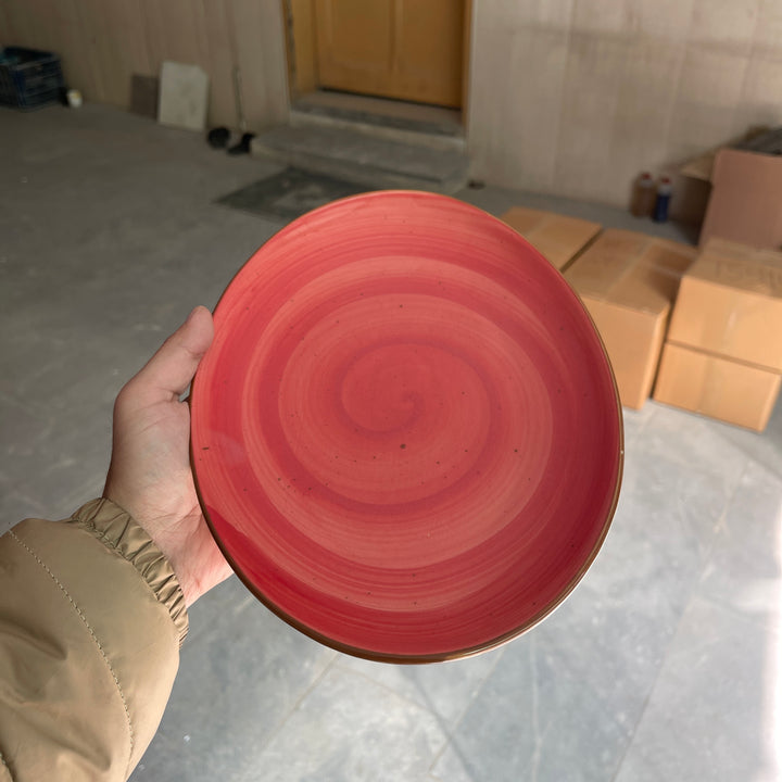 Leftover 11 inch Rimless Rice Dish ( Red Colorline )