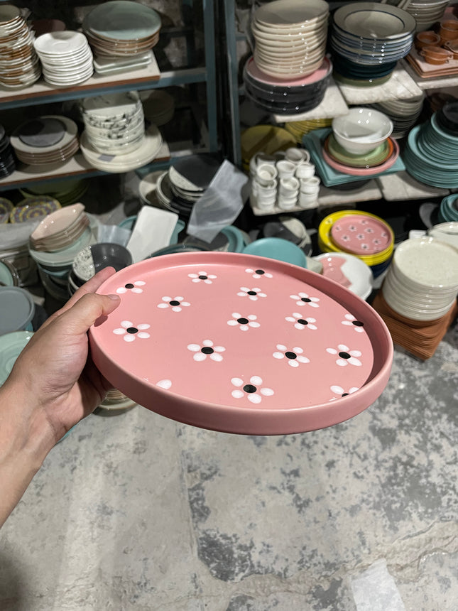 Leftover 10 inch Classic Plate ( Pink Matte Floral )