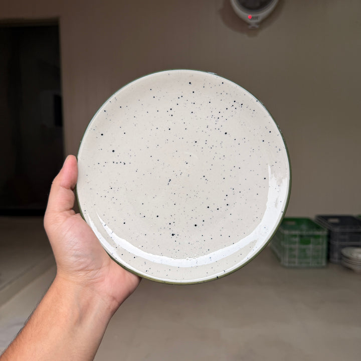 Leftover 8 inch Rimless Plate ( Outer Dark Green Colorline )