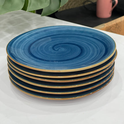 Leftover 8 inch Rimless Plate ( cobalt blue colorline ) ( Set of 6 ) ( Super Discounted )