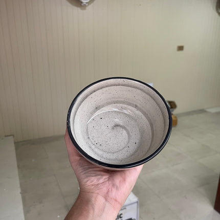 Leftover 5.5 inch Curved Cut Bowl ( Ash with black rim and black specks )