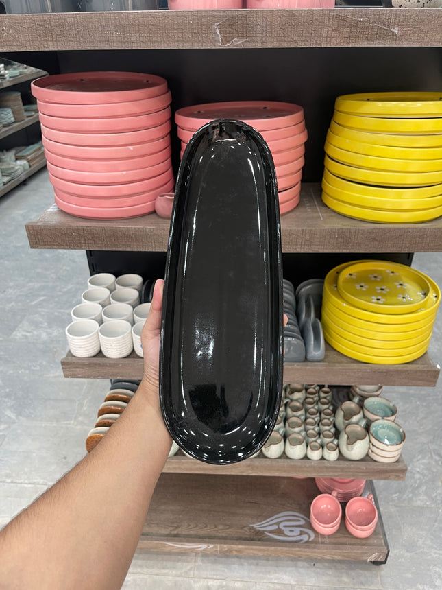 Leftover Oval Serving Platter ( 15"x5" Glossy Black )
