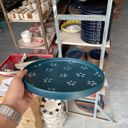 Leftover 10 inch Classic Plate ( Peacock Green Matte Floral )