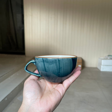 Leftover D Handle Coffee Cup Small ( Peacock Green Colorline ) ( 220 ml )